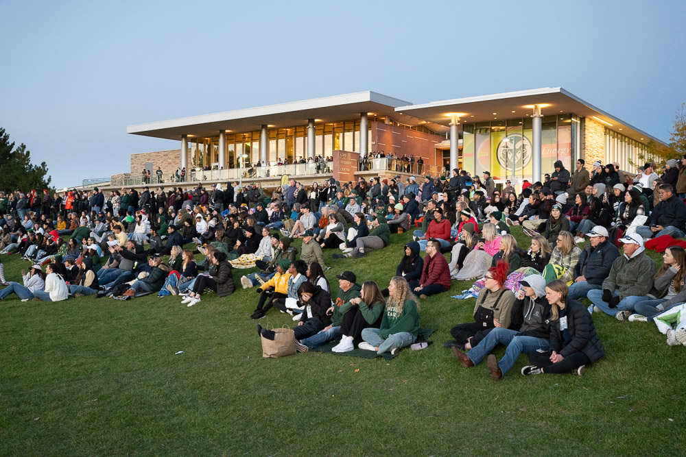 Colorado State University celebrates Homecoming with a pep rally and bonfire on The West Lawn.