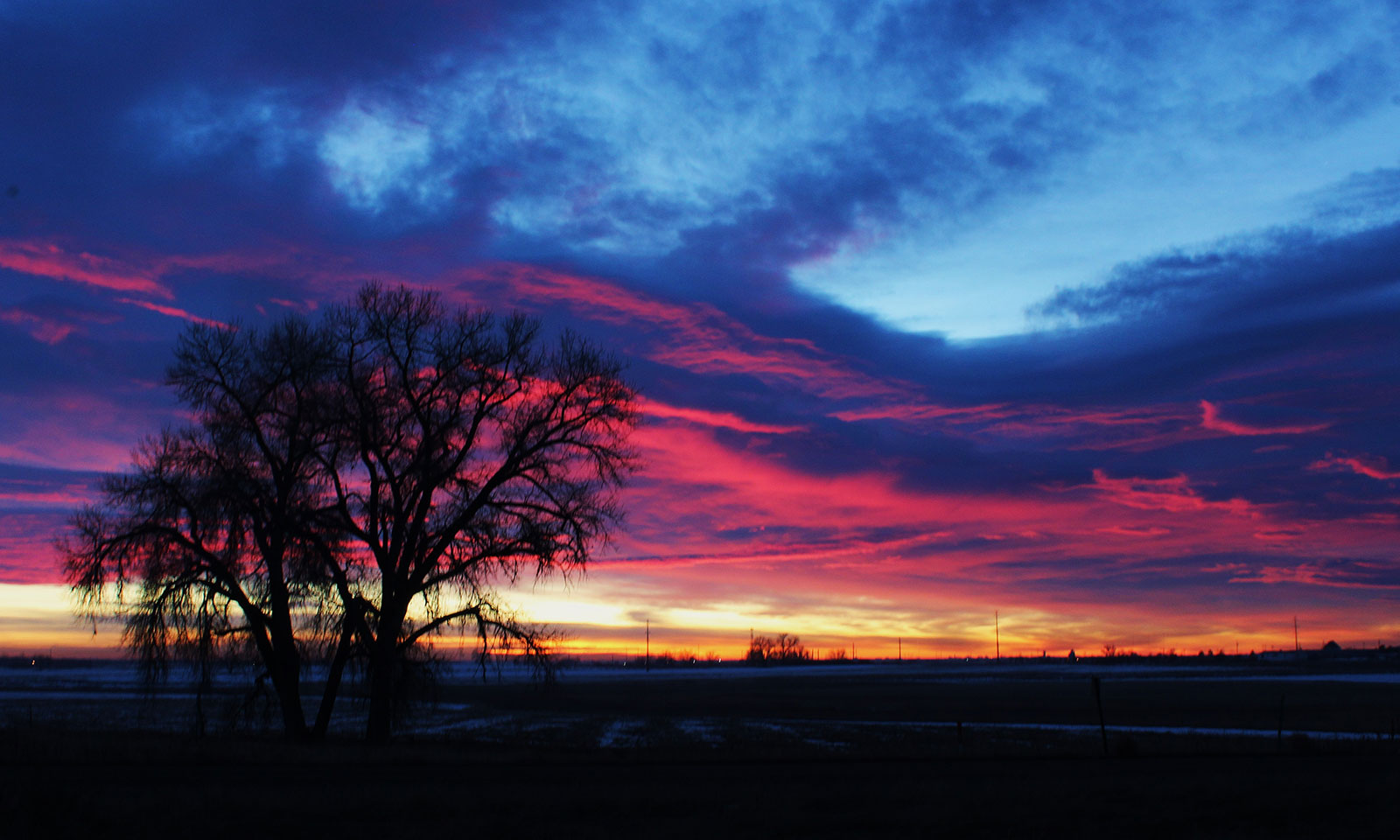 A colorful sunset in eastern Colorado.